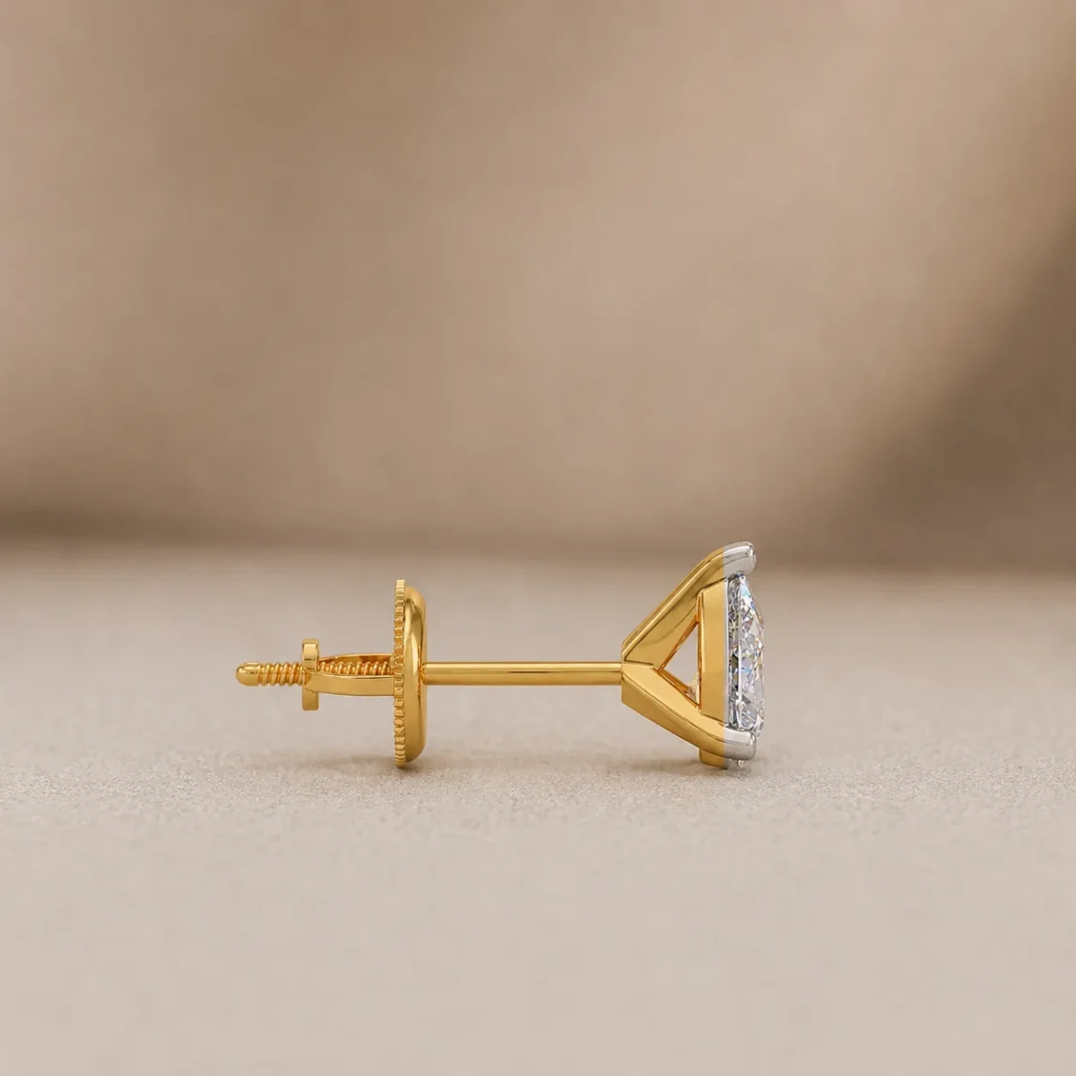 Elegant Teardrop Lab Grown Diamond Stud Earrings for Women – Sparkling 18K Yellow Gold - Image 3