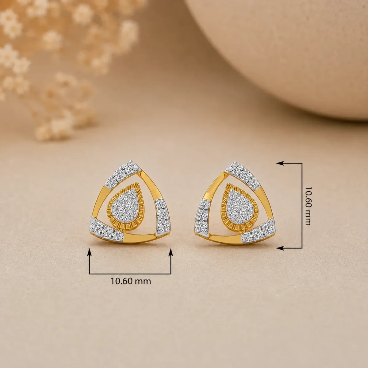 Elegant Teardrop Lab Grown Diamond Stud Earrings for Women – 18K Gold - Image 4