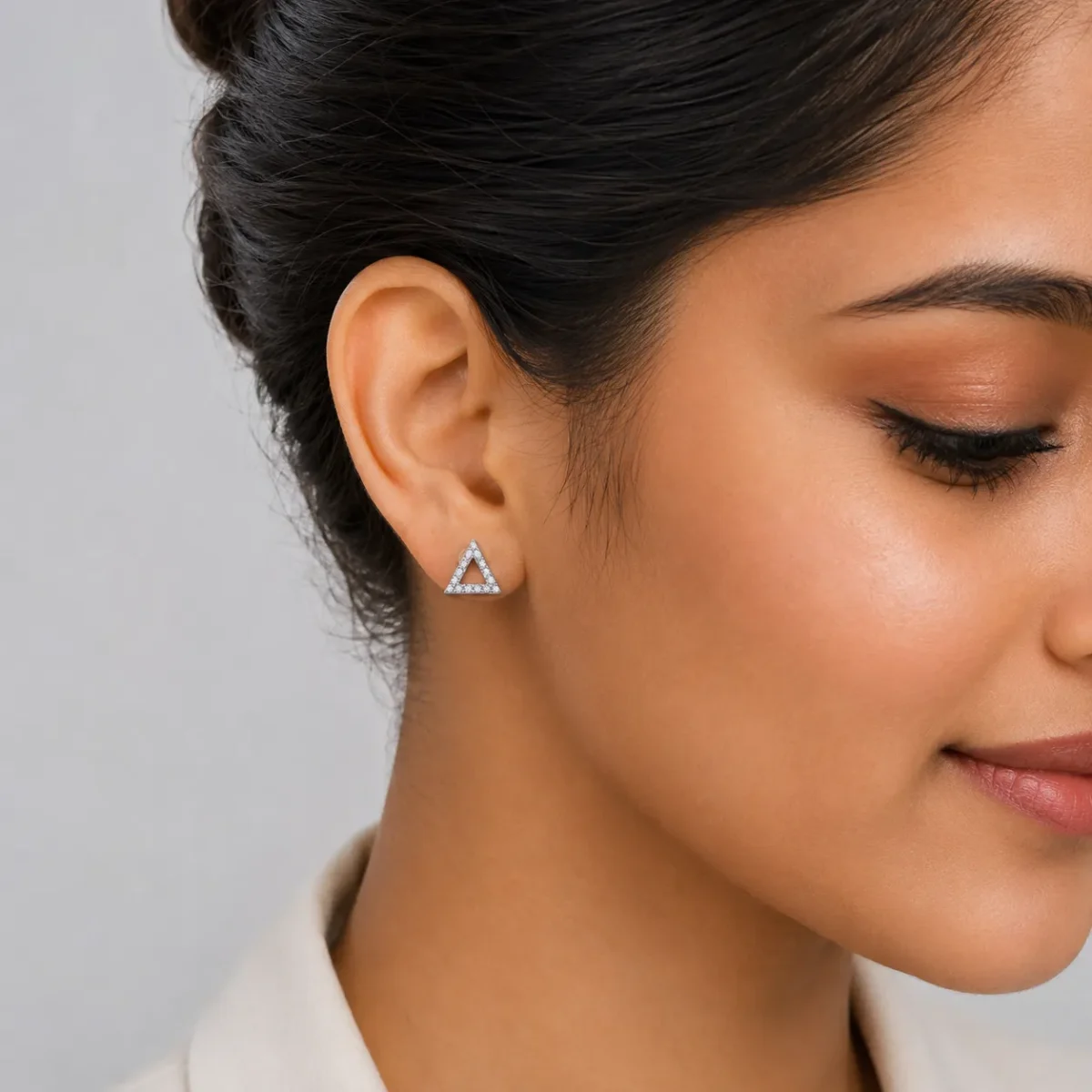 Timeless Triangle Lab Grown Diamond Stud (Earrings) for Women – Elegant 18K Gold - Image 5