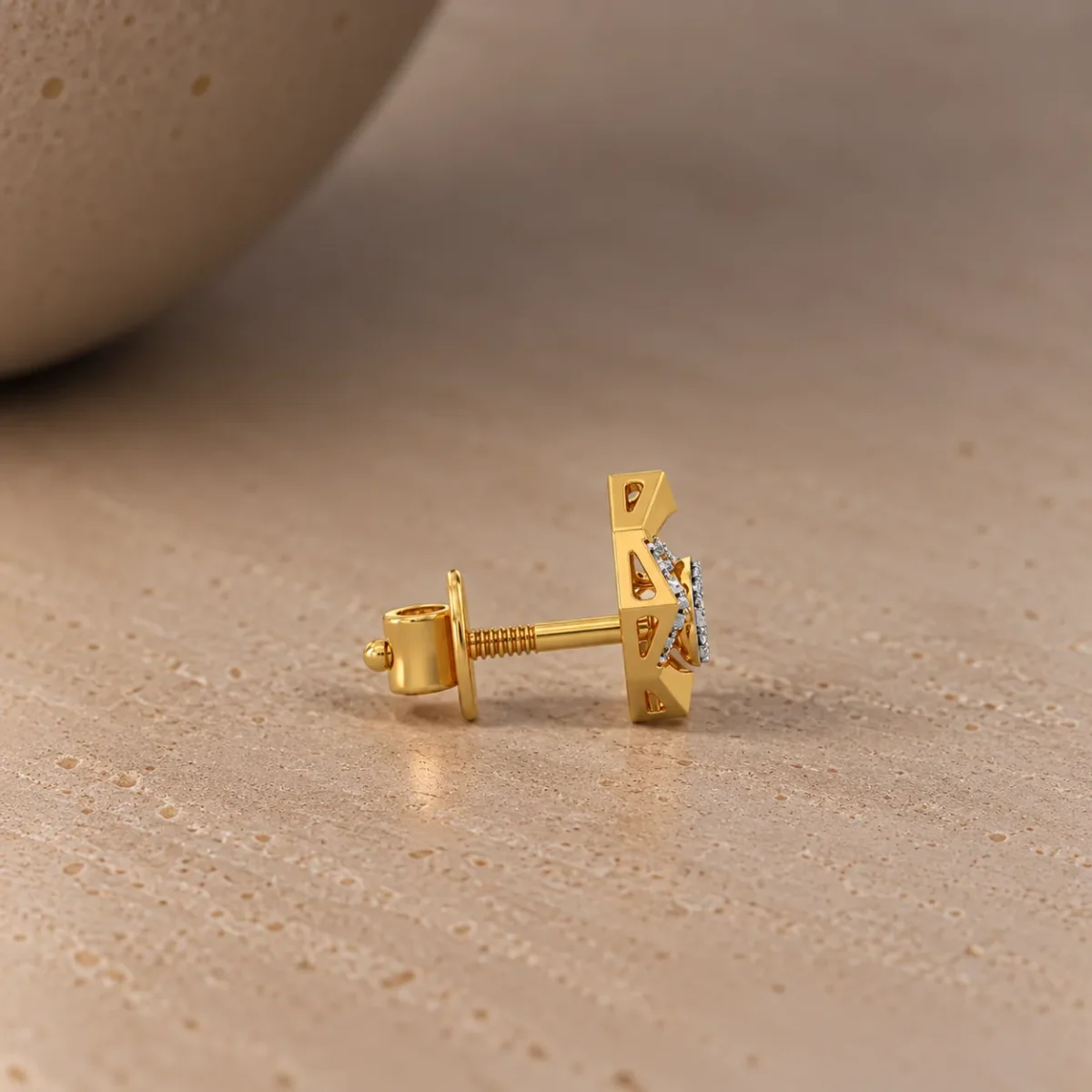 Luxury Geometric Floral Diamond Stud (Earrings) for Women – Brilliant Lab Grown Diamonds in 18k Gold - Image 3