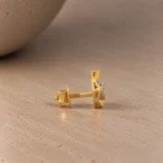 Luxury Geometric Floral Diamond Stud (Earrings) for Women – Brilliant Lab Grown Diamonds in 18k Gold - Image 3