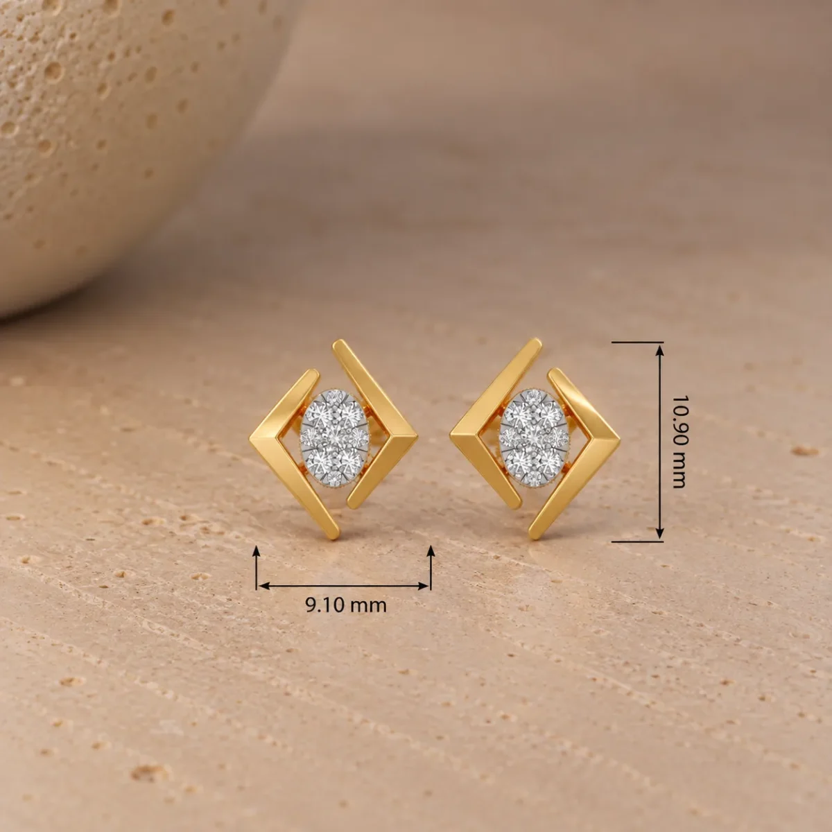 Stylish Geometric Lab Grown Diamond Stud (Earrings) for Women – Sparkling Round Diamonds in 18k Gold - Image 4