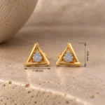 Luxury Geometric Triangle Lab Grown Diamond Stud (Earrings) for Women – Brilliant Round Diamond Centre in 18k Gold - Image 4