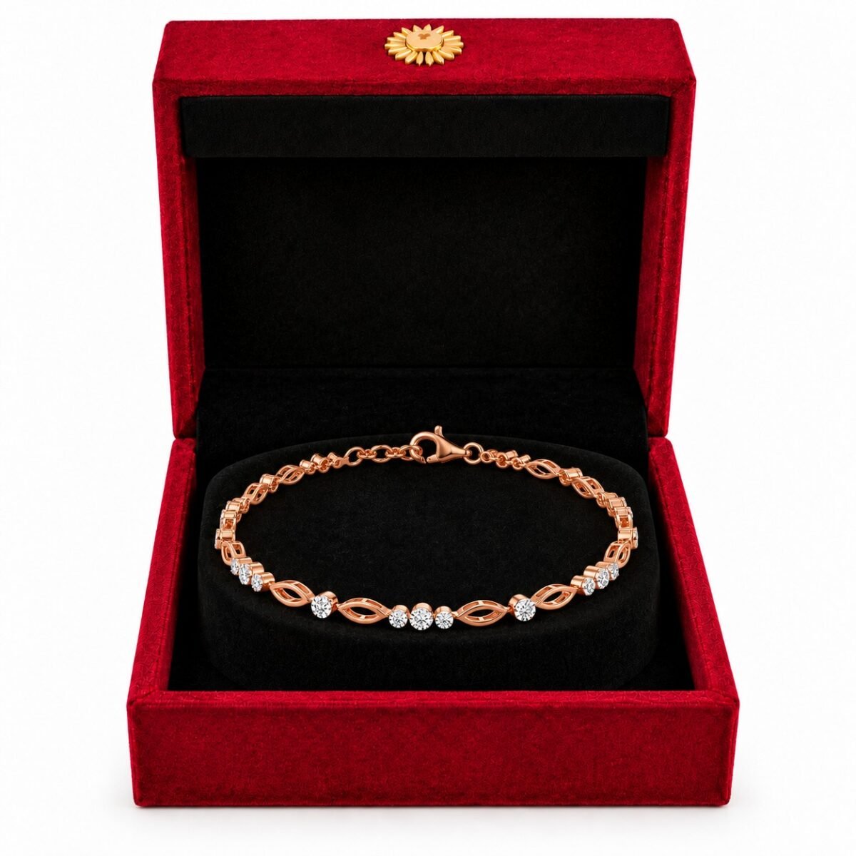 18K Rose Gold Blossom Lab Grown Diamond Tennis Bracelet for Women