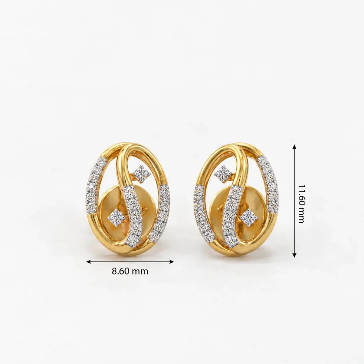 Luxury Interlocking Loop Lab Grown Diamond Stud (Earrings) for Women – Brilliant Diamond Accents in 18k Gold - Image 4