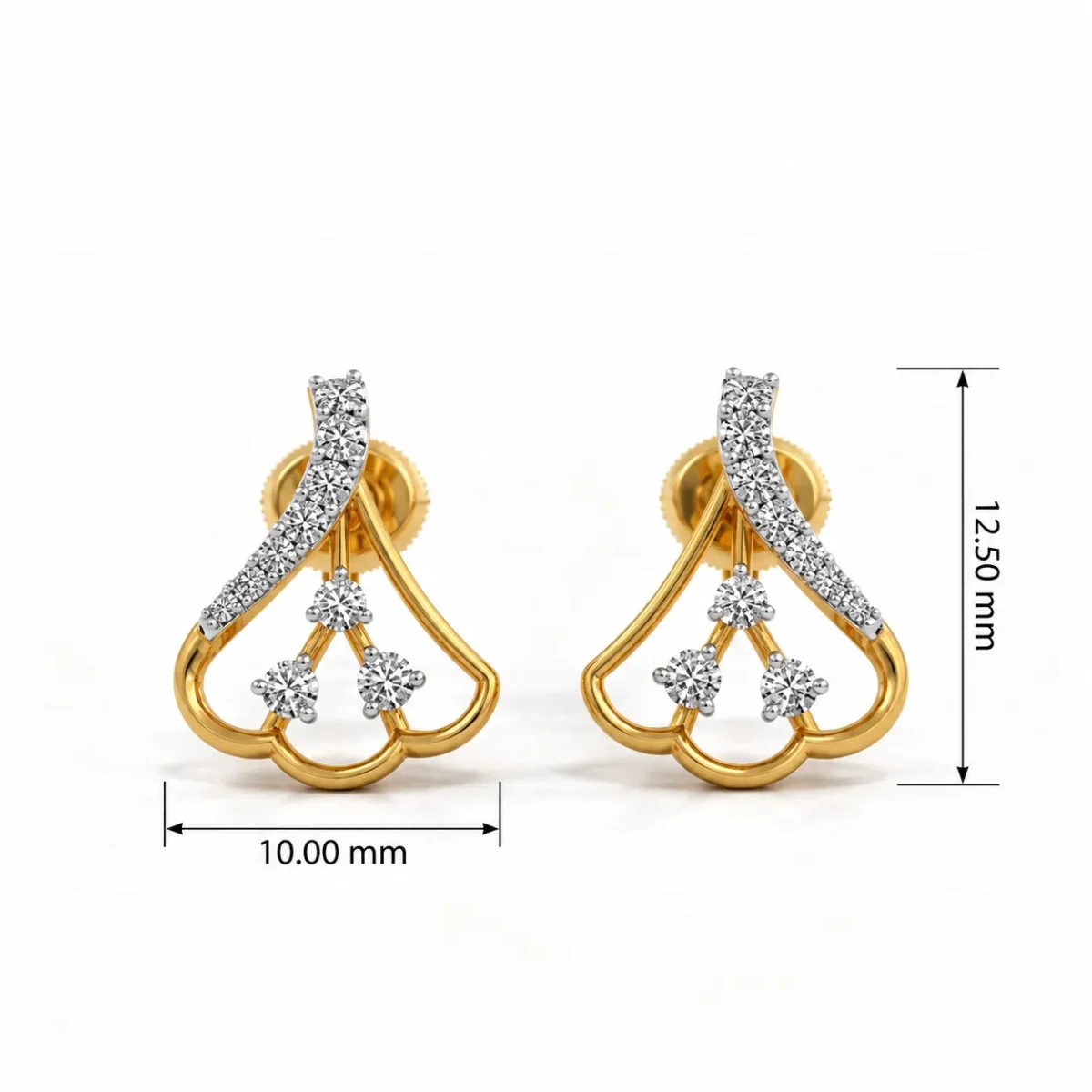 Luxury Floral Teardrop Lab Grown Diamond Stud (Earrings) for Women – Brilliant Diamond Accents in 18k Gold - Image 4
