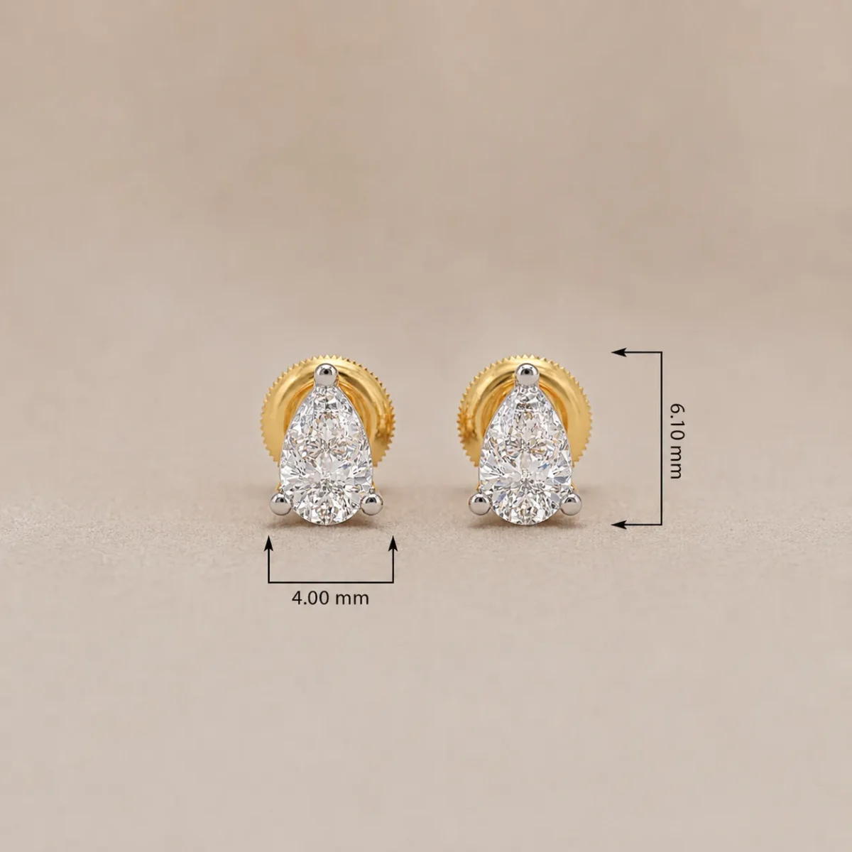 Elegant Teardrop Lab Grown Diamond Stud Earrings for Women – Sparkling 18K Yellow Gold - Image 4