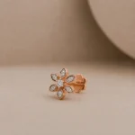 Exquisite Floral Lab Grown Diamond Stud Earrings for Women – Elegant 18K Rose Gold - Image 2