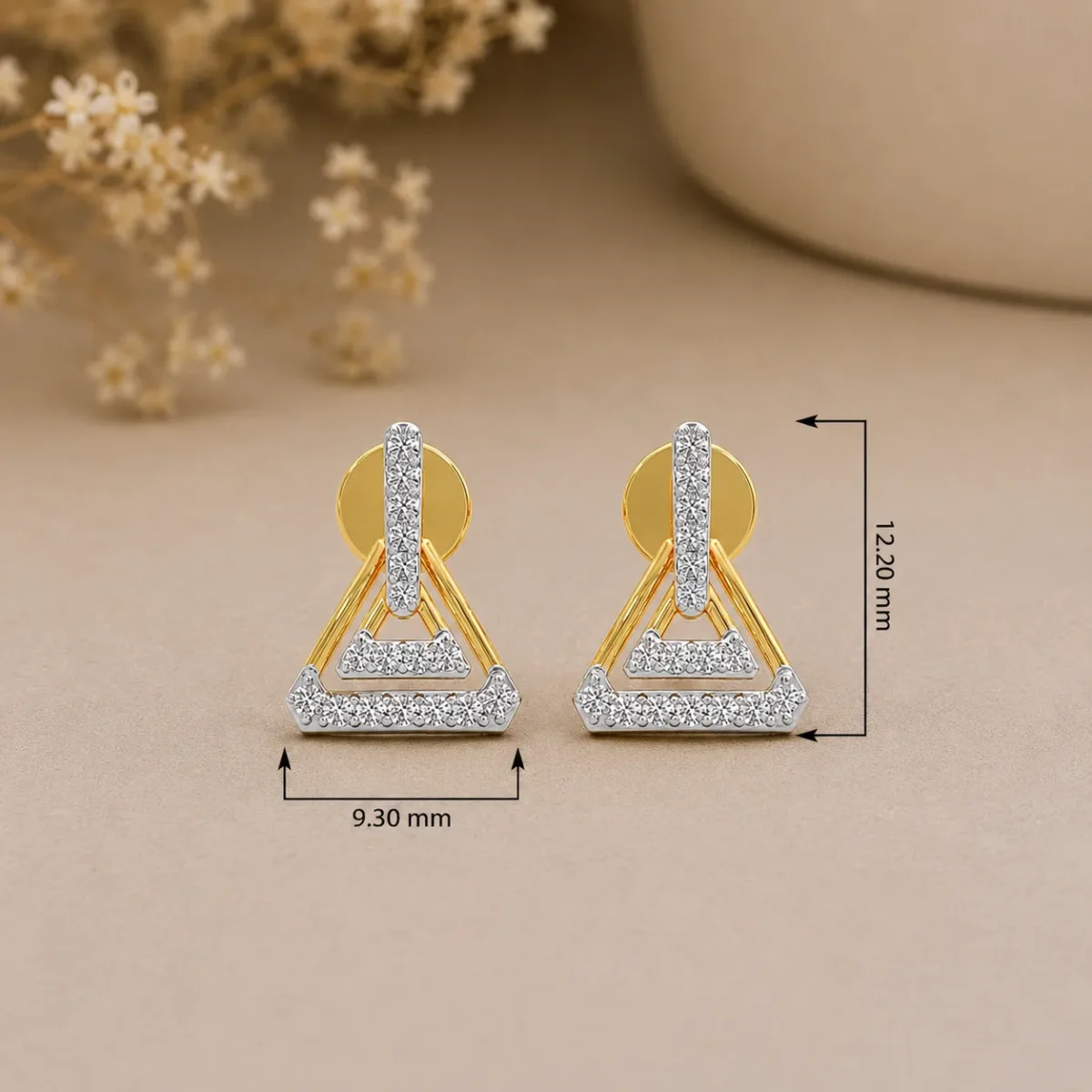 Elegant Geometric Lab Grown Diamond Stud Earrings for Women – Sparkling 18K Gold Design - Image 4