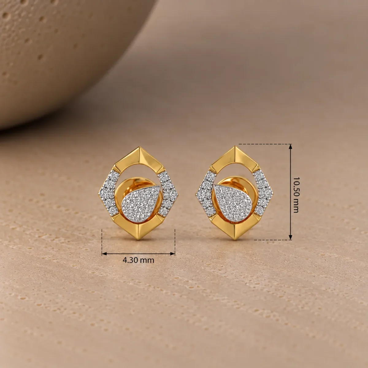 Luxury Geometric Floral Diamond Stud (Earrings) for Women – Brilliant Lab Grown Diamonds in 18k Gold - Image 4