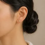 Elegant Triangular Lab Grown Diamond Stud Earrings in 18K Yellow Gold - Image 5