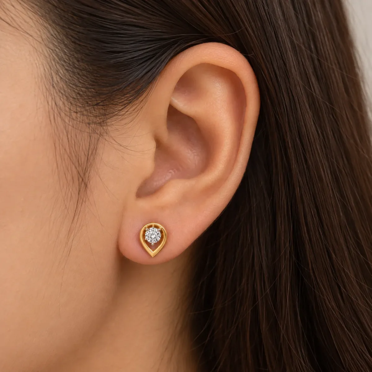 Luxury Teardrop Lab Grown Diamond Stud (Earrings) for Women – Brilliant Round Diamond Centre in 18k Gold - Image 5
