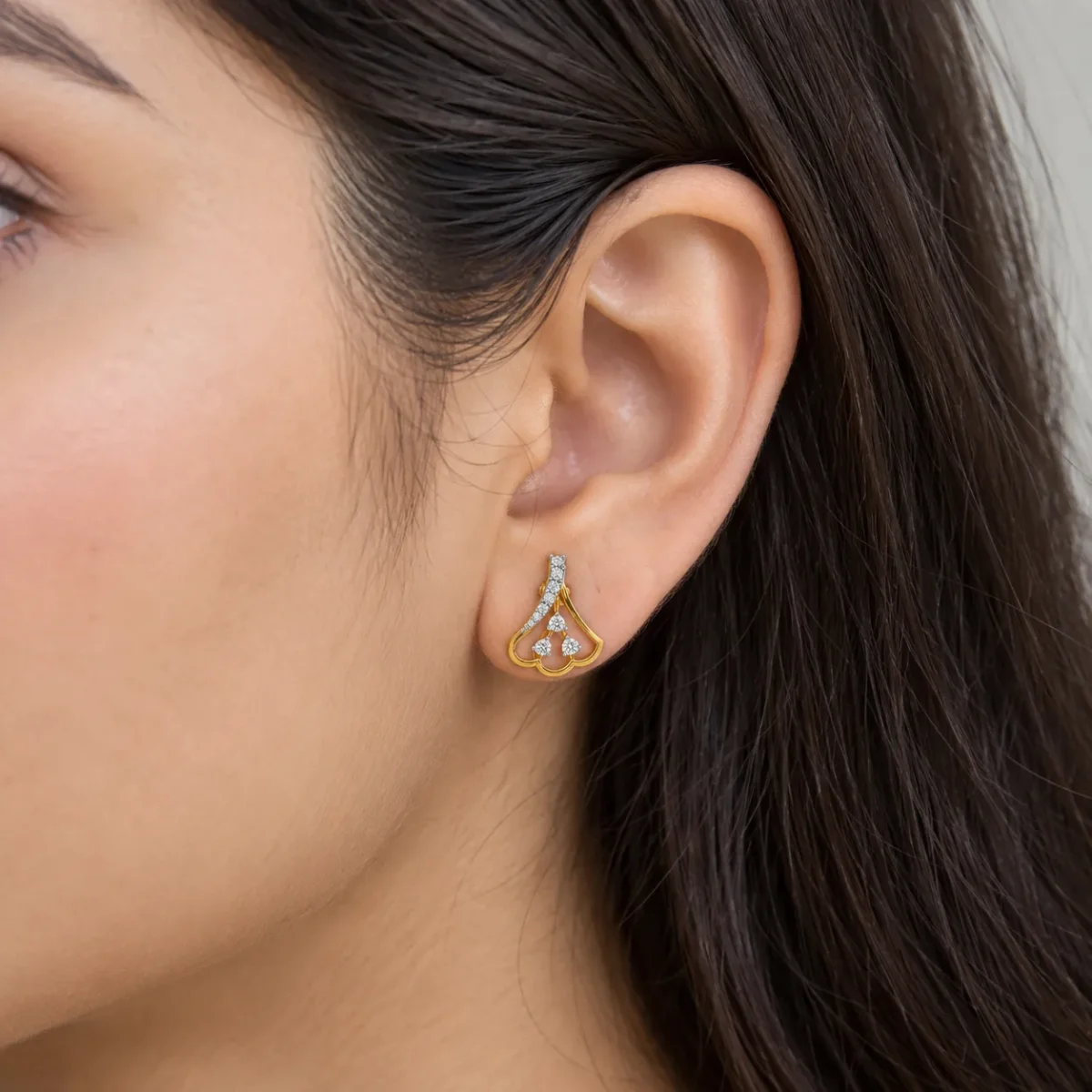 Luxury Floral Teardrop Lab Grown Diamond Stud (Earrings) for Women – Brilliant Diamond Accents in 18k Gold - Image 5
