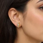 Luxury Floral Sunburst Lab Grown Diamond Stud (Earrings) for Women in 18k Gold - Image 5