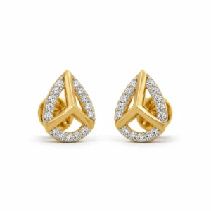 Luxury geometric teardrop lab grown diamond stud earrings for women in 14K rose gold