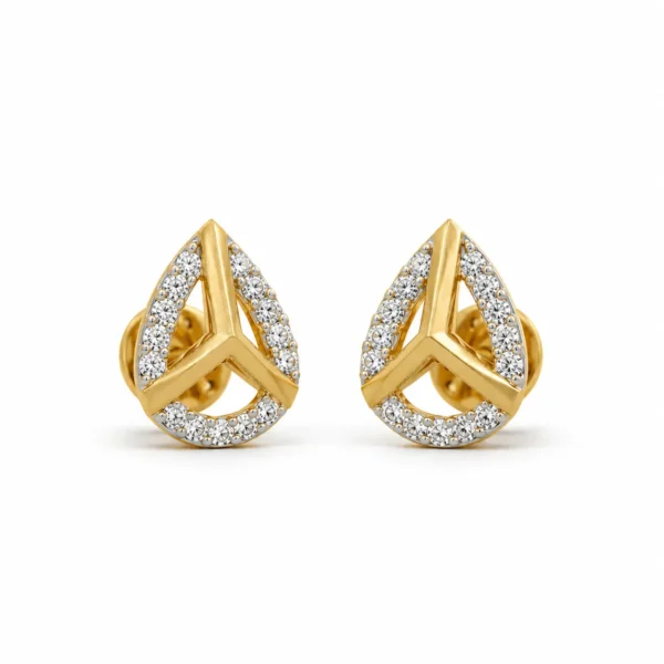 Luxury geometric teardrop lab grown diamond stud earrings for women in 14K rose gold