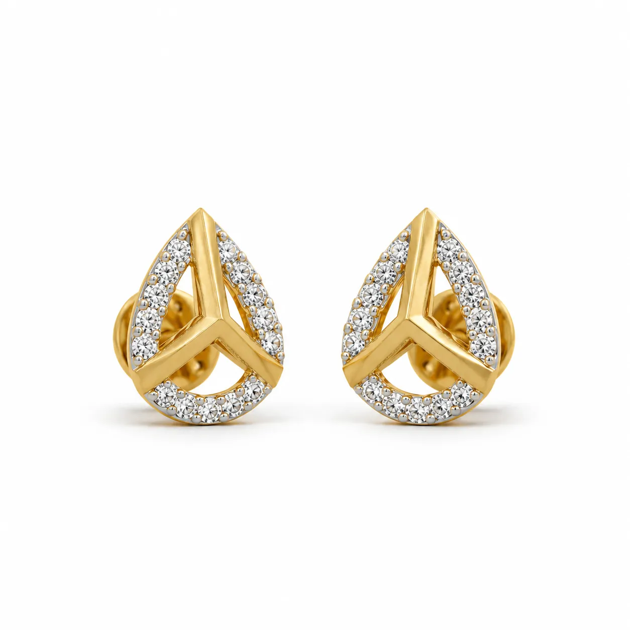 Luxury Geometric Teardrop Lab Grown Diamond Stud Earrings Luxury geometric teardrop lab grown diamond stud earrings for women in 14K rose gold