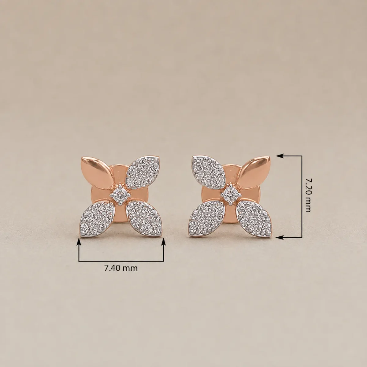Elegant Floral Lab Grown Diamond Stud Earrings for Women – Premium 18K Rose Gold - Image 4