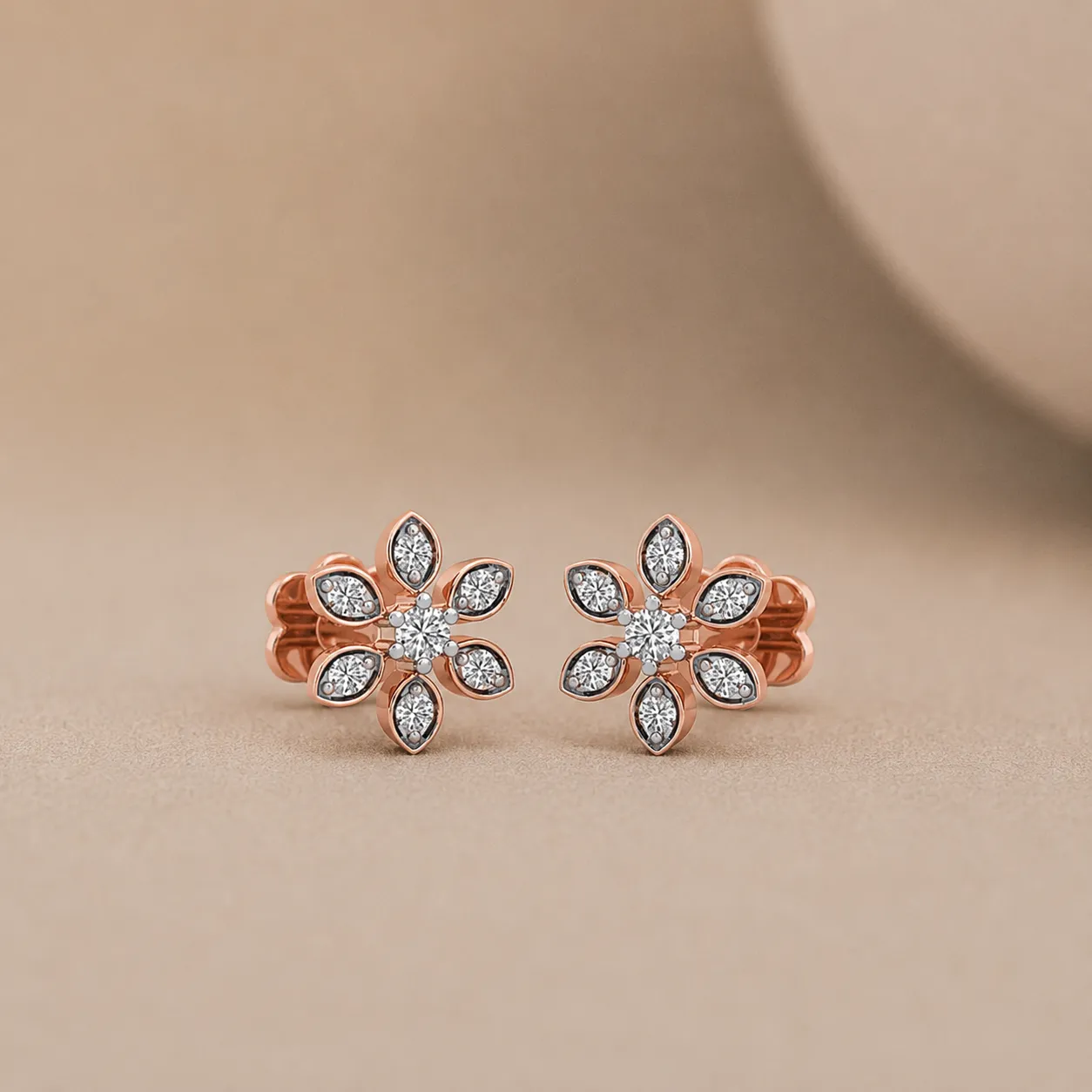Floral Lab Grown Diamond Stud Earrings for Women Exquisite floral lab grown diamond stud earrings for women in 14K gold