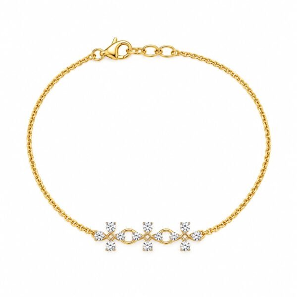 18K Gold Infinity Floral Lab Grown Diamond Tennis Bracelet for Women