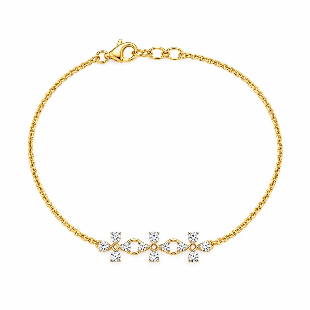18K Gold Infinity Floral Lab Grown Diamond Tennis Bracelet for Women