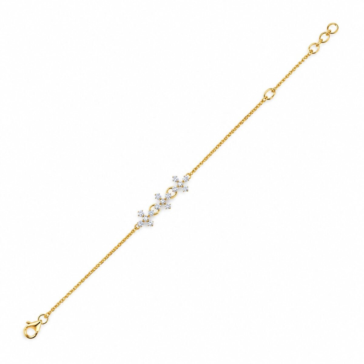 18K Gold Infinity Floral Lab Grown Diamond Tennis Bracelet for Women