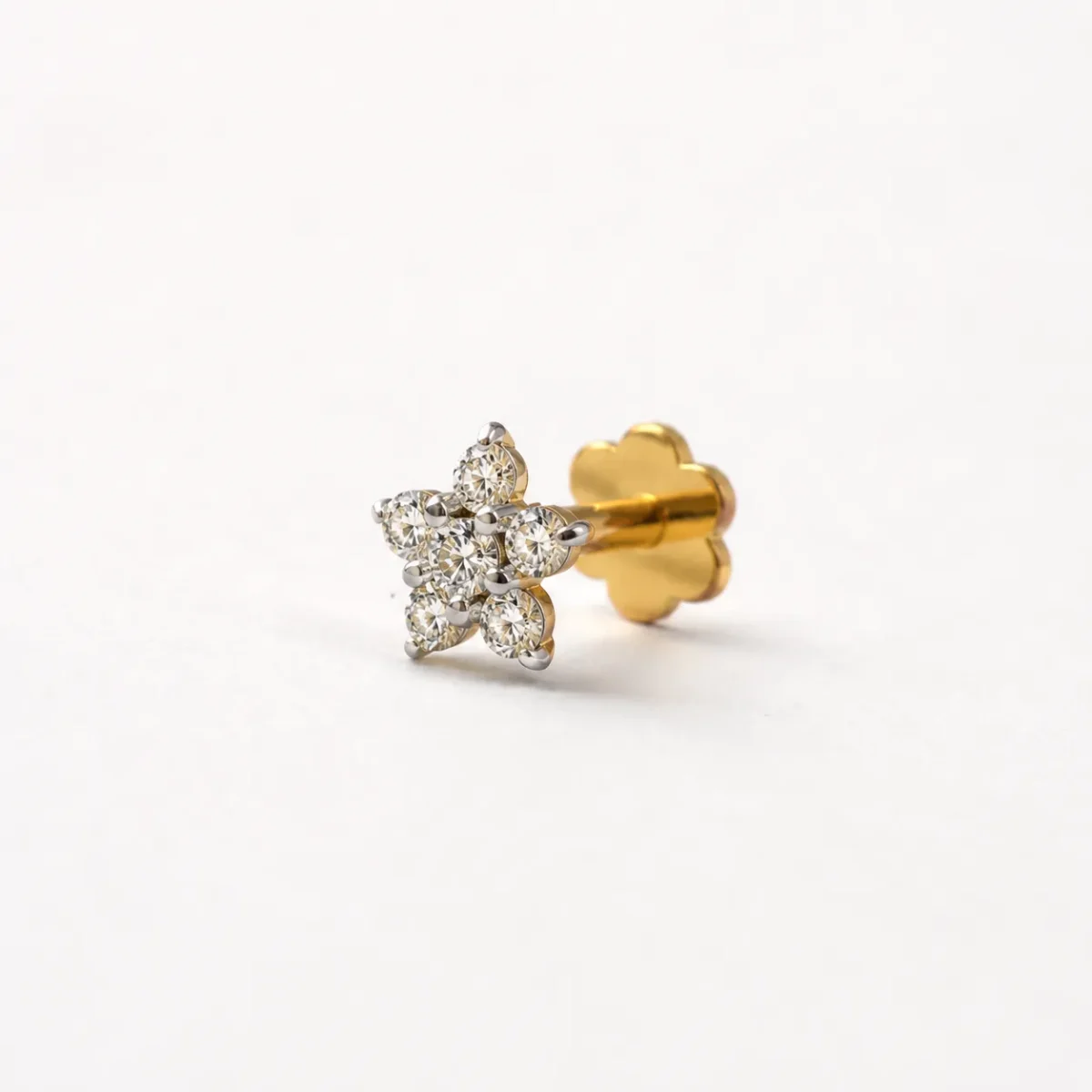 Floral Sparkle Lab Grown Diamond Stud Earrings – Elegant 18k Gold Earrings for Women - Image 2