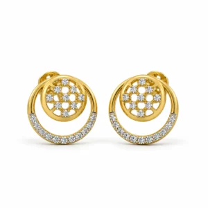 Premium floral lab grown diamond stud earrings for women in 14K rose gold