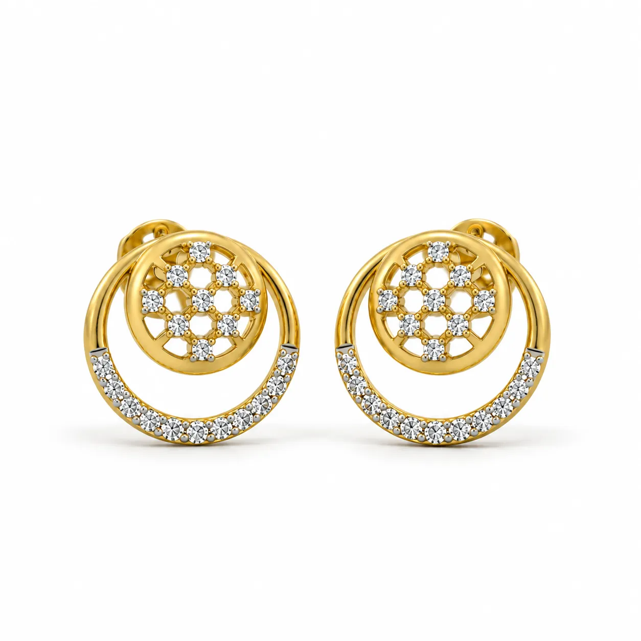 Premium Floral Lab Grown Diamond Stud Earrings for Women Premium floral lab grown diamond stud earrings for women in 14K rose gold