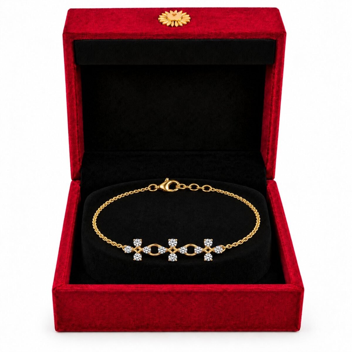 18K Gold Infinity Floral Lab Grown Diamond Tennis Bracelet for Women