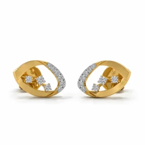 Luxury oval loop lab grown diamond stud earrings for women in 14K yellow gold