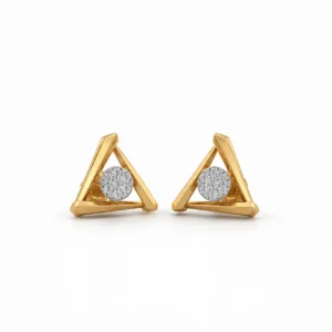 Luxury geometric triangle lab grown diamond stud earrings for women in 14K yellow gold