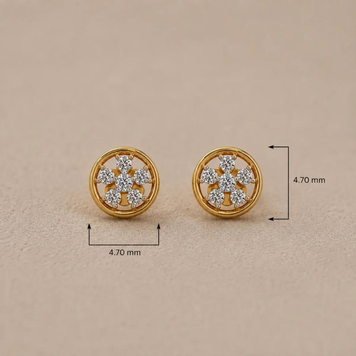 Timeless Floral Lab Grown Diamond Stud Earrings for Women – Sparkling 18K Gold - Image 4