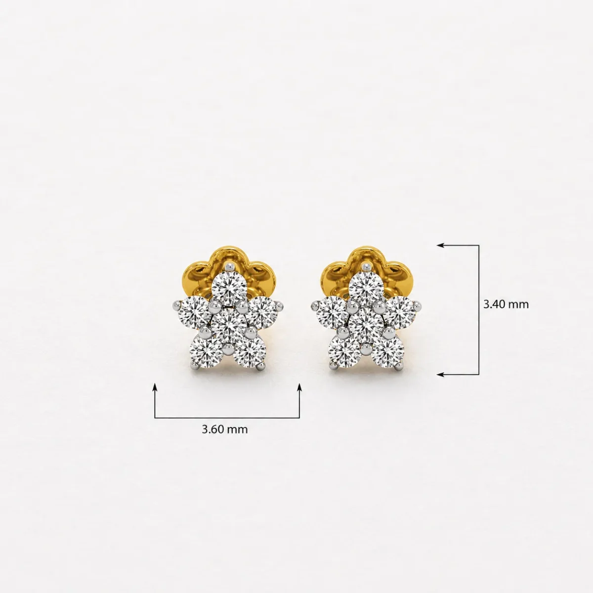 Floral Sparkle Lab Grown Diamond Stud Earrings – Elegant 18k Gold Earrings for Women - Image 4