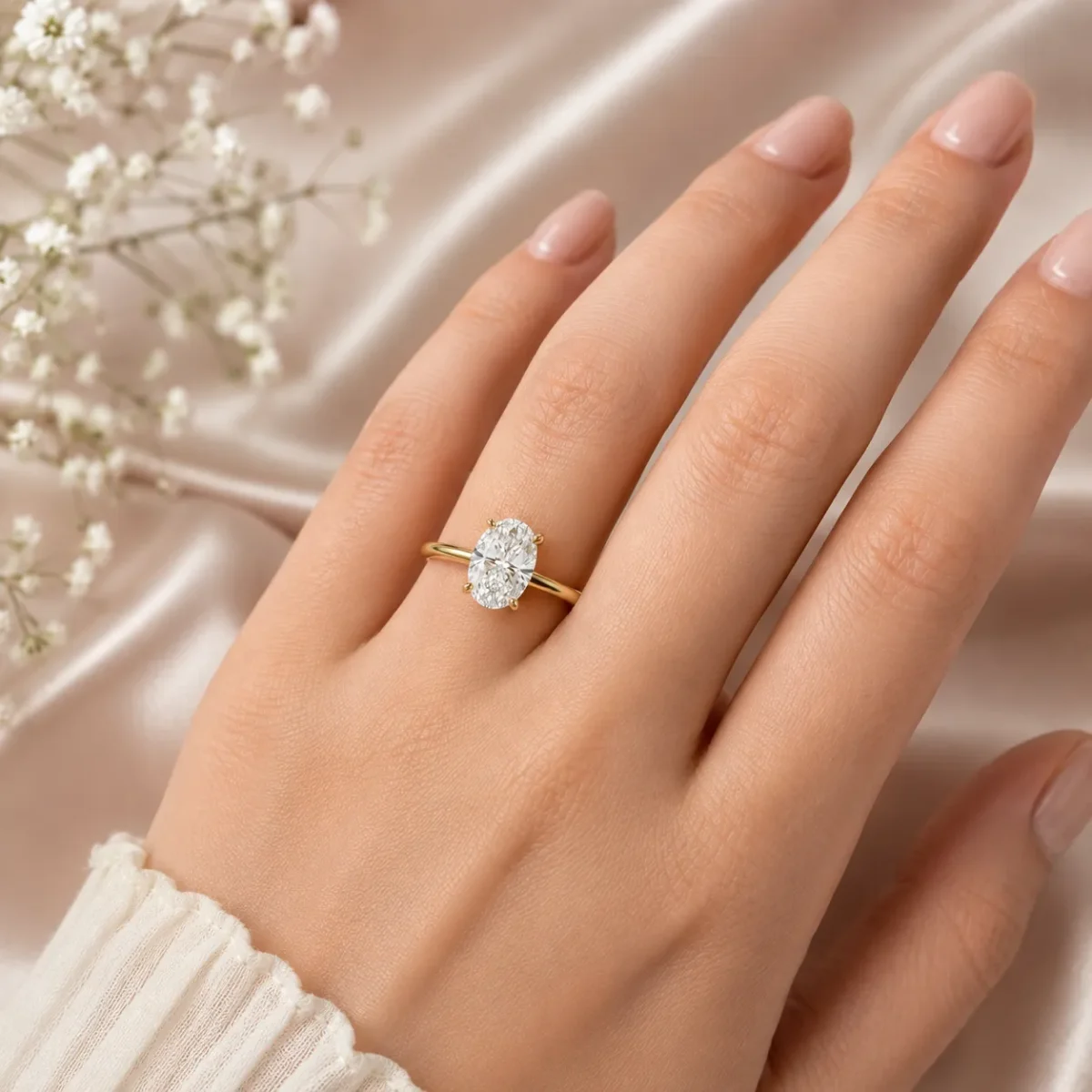 Luna Oval Solitaire Lab Grown Diamond Ring | 18K Gold With IGI Certification - Image 4