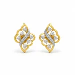 Premium floral lab grown diamond stud earrings for women in 14K yellow gold