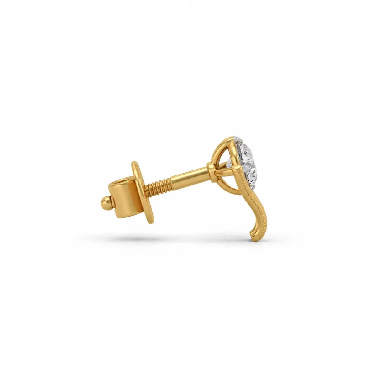 Luxury V-Shaped Lab Grown Diamond Stud (Earrings) for Women – Brilliant Round Diamond Centre in 18k Gold - Image 3