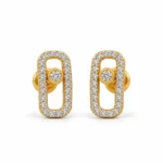 Modern rectangular lab grown diamond stud earrings for women in 14K yellow gold