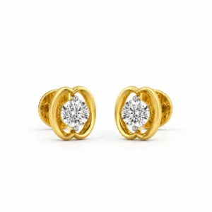 Timeless oval-inspired lab grown diamond stud earrings for women in 14K yellow gold