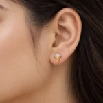 Luxury V-Shaped Lab Grown Diamond Stud (Earrings) for Women – Brilliant Round Diamond Centre in 18k Gold - Image 5