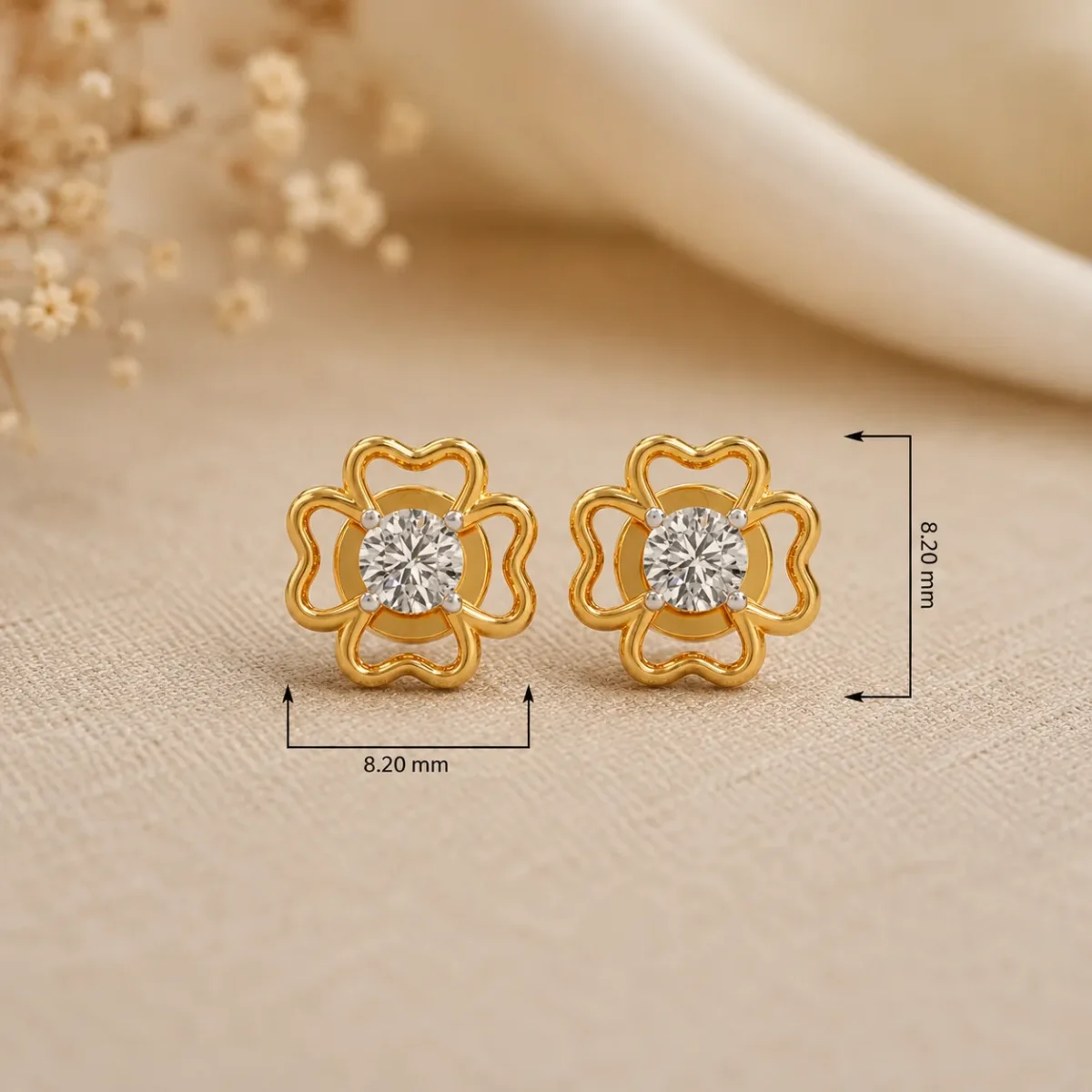 Beautiful Floral Diamond Stud (Earrings) for Women – Elegant Lab Grown Diamonds in 18K Gold - Image 4