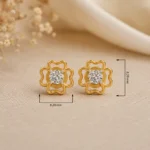 Beautiful Floral Diamond Stud (Earrings) for Women – Elegant Lab Grown Diamonds in 18K Gold - Image 4