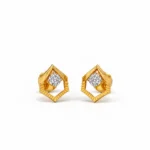 Luxury hexagonal lab grown diamond stud earrings for women in 14K yellow gold