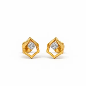 Luxury hexagonal lab grown diamond stud earrings for women in 14K yellow gold