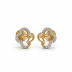 Elegant floral loop lab grown diamond stud earrings for women in 14K yellow gold