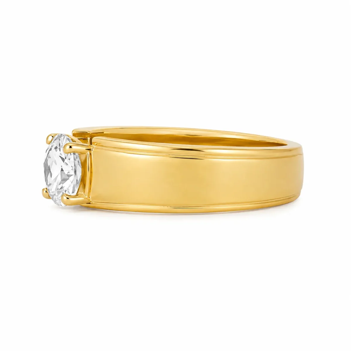 Men’s Gold Solitaire Diamond Ring | Lab Grown Diamond Ring - Image 6