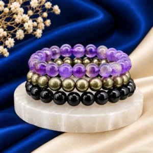 Healing Crystal Bracelet made with natural gemstone beads, designed for spiritual wellness, meditation and positive energy.