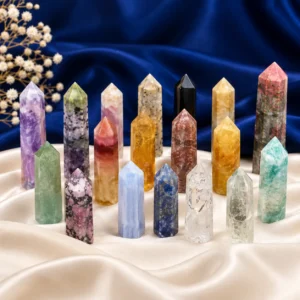 Crystal Pencil made from natural gemstone crystal, featuring a polished pointed shape for meditation, crystal healing and spiritual practices.