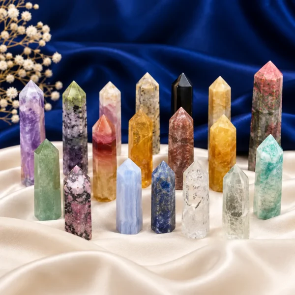 Crystal Pencil made from natural gemstone crystal, featuring a polished pointed shape for meditation, crystal healing and spiritual practices.