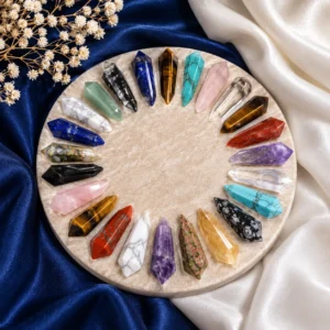 Natural Crystal Dowser Pendulum used for dowsing, meditation, healing practices and energy work.